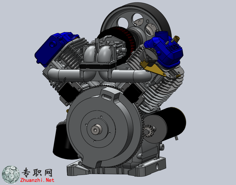 百力通發動機(先鋒V型雙缸發動機)3D模型
